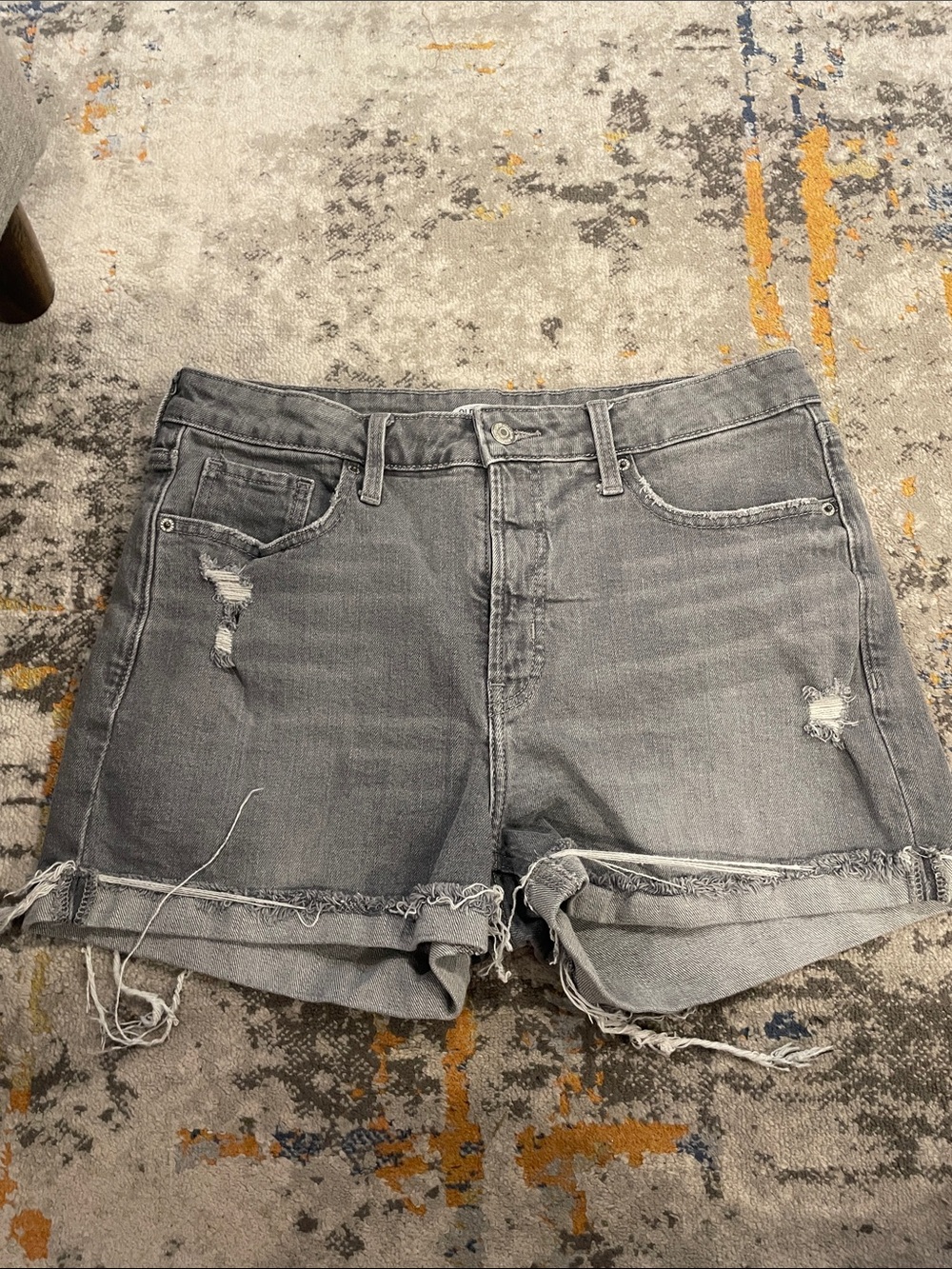 Old Navy Grey Distressed Denim Jean Shorts